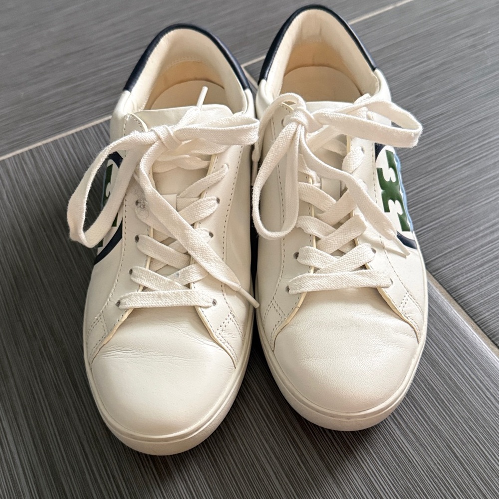 Tory Burch White and Blue Sneakers size 8.5 - Picture 2 of 8